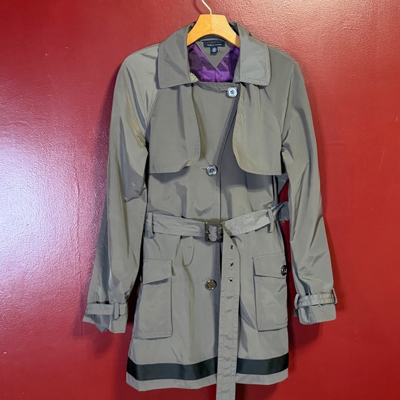Tommy Hilfiger Jackets & Blazers - Tommy Hilfiger Belted Trench Coat Size L Grey Classic Sleek Minimalist